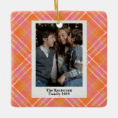 Kerst Plaid Roze Sinaasappel Tartan Foto Keramisch Ornament (Voorkant)