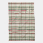 Kerst Plaid - rustig groen rood ivoor Theedoek (Verticaal)
