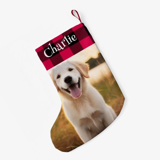 Kerst Plaid Shirt Custom Pet Foto Kleine Kerstsok (Achterkant (Hangend))