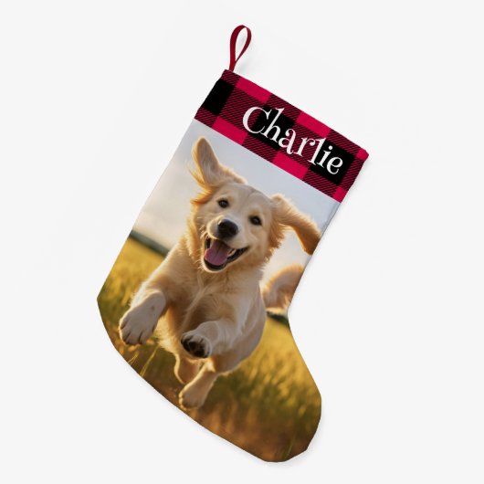 Kerst Plaid Shirt Custom Pet Foto Kleine Kerstsok (Voorkant (Hangend))