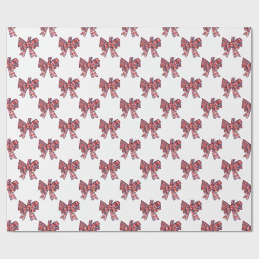 Kerst Plaid Tartan Bow Cadeaupapier (Vlak)
