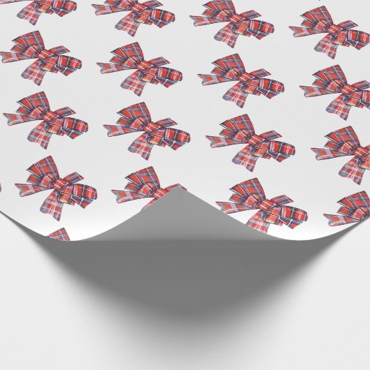 Kerst Plaid Tartan Bow Cadeaupapier (Hoek)