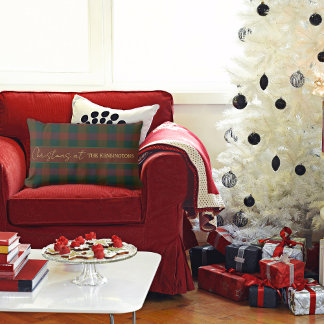 Kerst Plaid/Tartan Rood en Groen Sierkussen Kussen
