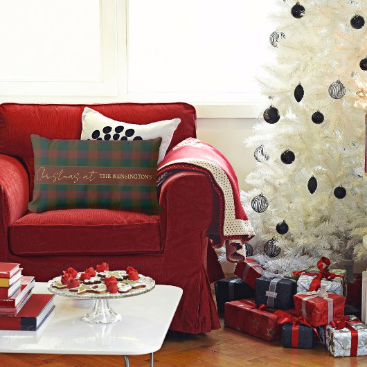 Kerst Plaid/Tartan Rood en Groen Sierkussen Kussen