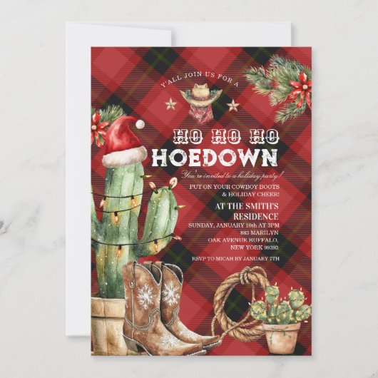 Kerst Plaid Vakantie Hoedown Cowboy Western Kaart (Voorkant)