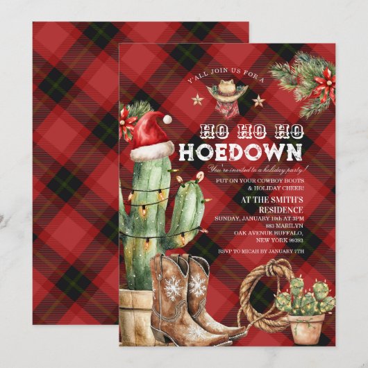 Kerst Plaid Vakantie Hoedown Cowboy Western Kaart (Voorkant / Achterkant)
