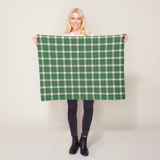 Kerst Plaid wit, groen, goud Fleece Deken (In situ)