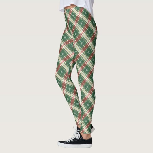 Kerst Plaid Wit, Groen Leggings (Links)