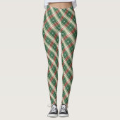 Kerst Plaid Wit, Groen Leggings (Voorkant)