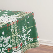 Kerst Plaid Wit, Groen met Witte Sneeuwvlokken Tafelkleed (Voorbeeld)