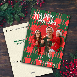 Kerst Plaids Aangepaste Foto Vakantiewenskaarten Feestdagenkaart