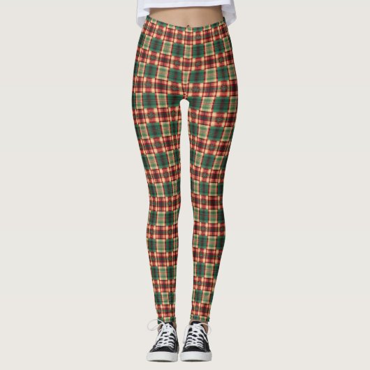 Kerst plaids geruit effect leggings (Voorkant)