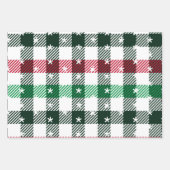 Kerst Plaids Patroon & Aangepaste Monogram Inpakpapier Vel (Voorkant 3)