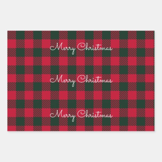 Kerst Plaids Patroon & Aangepaste Monogram Inpakpapier Vel (Voorkant 2)