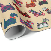 Kerst Plaids Vakantie Schotse Terriers Cadeaupapier (Rol Hoek)