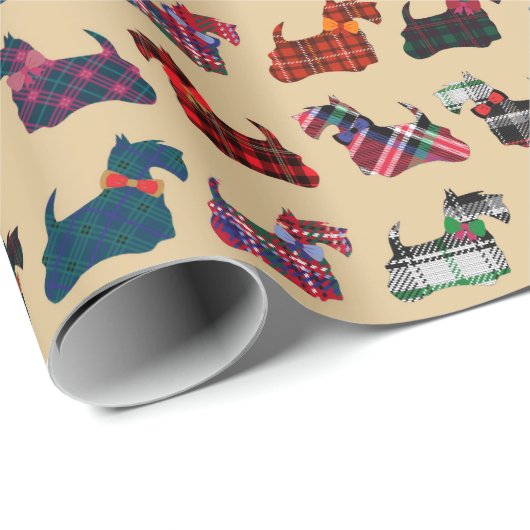 Kerst Plaids Vakantie Schotse Terriers Cadeaupapier (Rol Hoek)