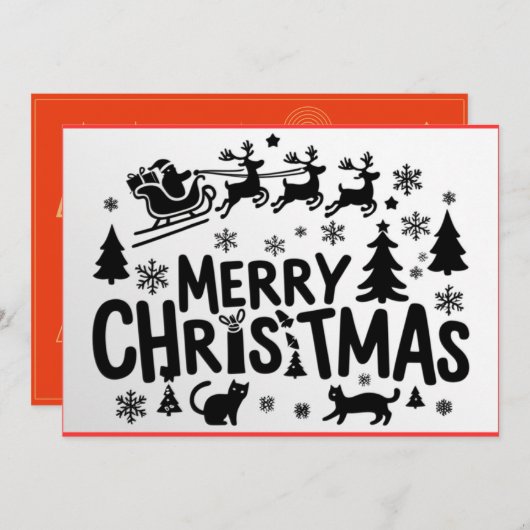 Kerst plat wenskaart feestdagenkaart (Voorkant / Achterkant)