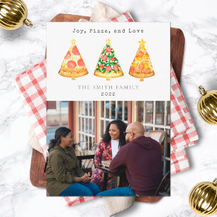 Kerst Plezier Pizza Familie Foto Liefde Feestdagenkaart