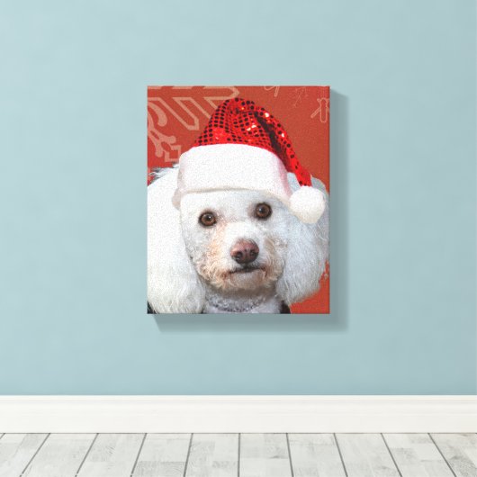 Kerst poedel galerij wrap canvas print (Insitu (Houten vloer))