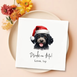 Kerst poedel hond gepersonaliseerde Drinken op mij Servet