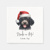 Kerst poedel hond gepersonaliseerde Drinken op mij Servet (Voorkant)