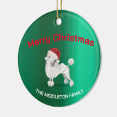 Kerst Poedel Hond Groen Vrolijk Groet Keramisch Ornament (Links)