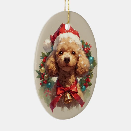 kerst poedel hond keramisch ornament (Rechts)