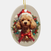 kerst poedel hond keramisch ornament (Achterkant)