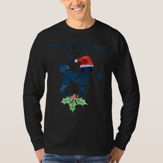 Kerst poedel hond kunst t-shirt (Voorkant)