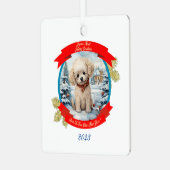 kerst poedel hond metalen ornament (Voorkant links)