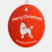 Kerst Poedel Hond Rood Vrolijk Groet Keramisch Ornament (Links)