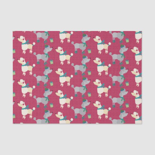 Kerst poedel hond vakantie patroon tissuepapier (Voorkant)