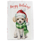 Kerst poedel in sneeuwvlokken medium cadeauzakje (Voorkant)