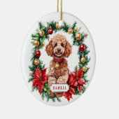Kerst Poedel Keramische Cirkel Ornament (Rechts)