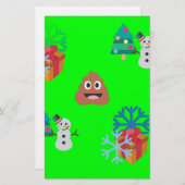 kerst poep emoji briefpapier (Voorkant / Achterkant)