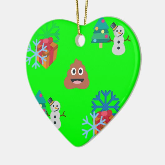 kerst poep emoji keramisch ornament (Links)