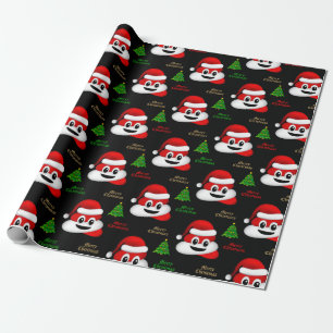 Kerst poep emoji met kerstmuts inpakpapier
