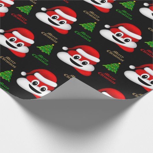 Kerst poep emoji met kerstmuts inpakpapier (Hoek)