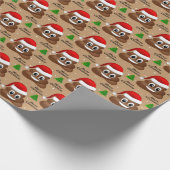 Kerst poep emoji met kerstmuts inpakpapier (Hoek)