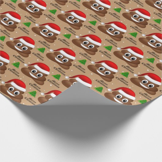 Kerst poep emoji met kerstmuts inpakpapier (Hoek)