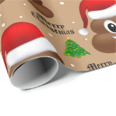 Kerst poep emoji met kerstmuts inpakpapier (Rol Hoek)