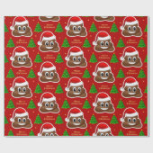 Kerst poep emoji met kerstmuts inpakpapier (Vlak)