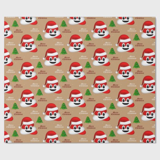 Kerst poep emoji met kerstmuts inpakpapier (Vlak)