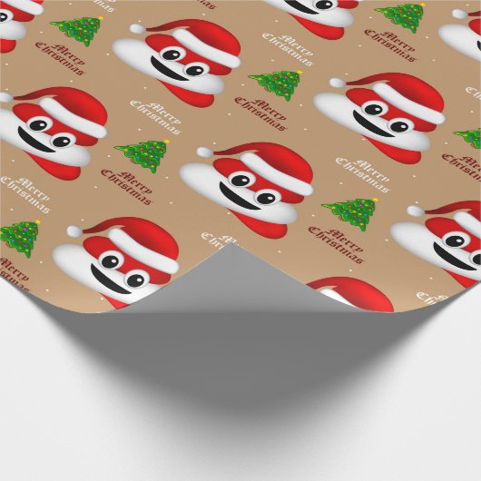 Kerst poep emoji met kerstmuts inpakpapier (Hoek)