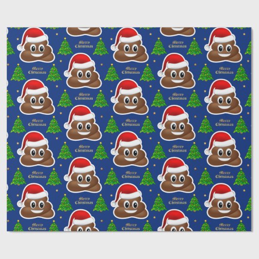 Kerst poep emoji met kerstmuts inpakpapier (Vlak)