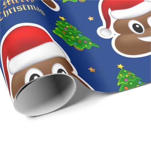 Kerst poep emoji met kerstmuts inpakpapier (Rol Hoek)