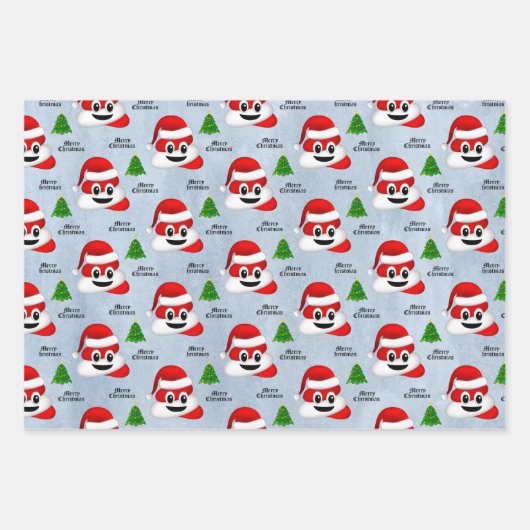 Kerst poep emoji met kerstmuts inpakpapier (Voorkant 3)