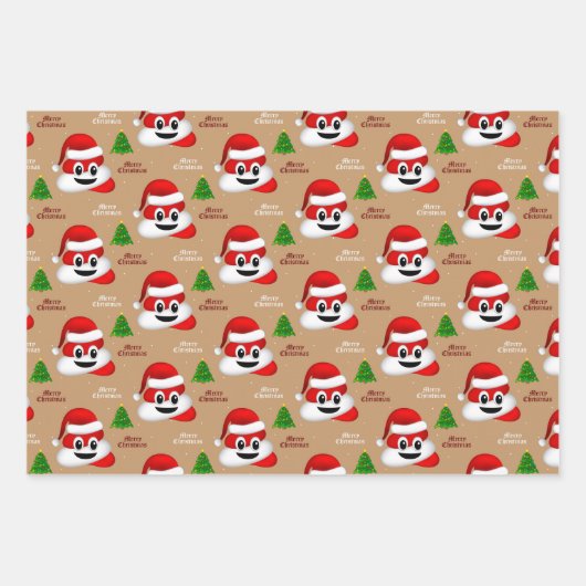 Kerst poep emoji met kerstmuts inpakpapier (Voorkant)