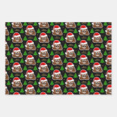 Kerst poep emoji met kerstmuts inpakpapier (Voorkant 3)