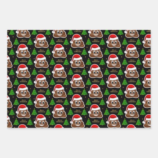 Kerst poep emoji met kerstmuts inpakpapier (Voorkant 3)